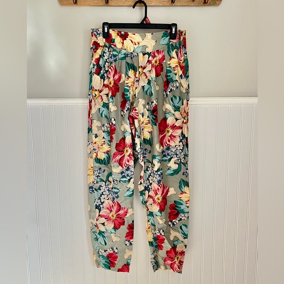 Vintage Lizwear Floral Rayon Pants Sz 10 NWOT - Beach Coastal Resort Travel - Picture 3 of 6